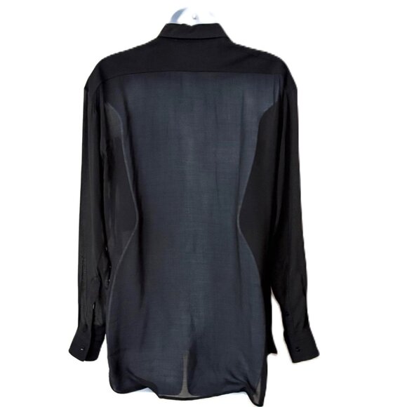 Maje Black Sheer Long- Sleeved Shirt - Picture 7 of 8